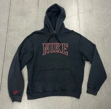 Vintage Nike spellout hoodie L Black embroidered pullover streetwear