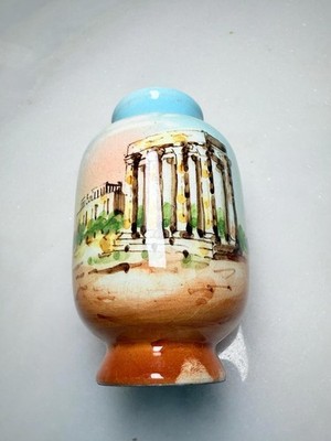 Vintage Greek vase hand painted ceramic vase from Greece, Parthenon Athens