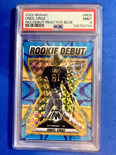 Oneil Cruz 2022 Panini Mosaic Rookie Debut Reactive Blue Prizm /99 RC - PSA 9
