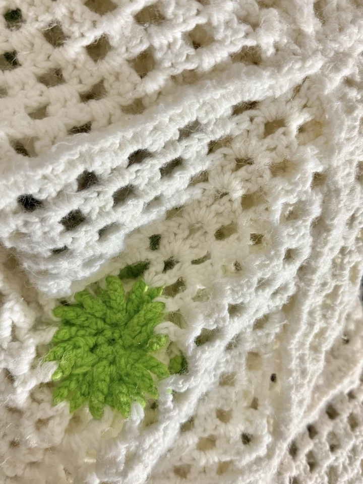 "Manta cuadrada de ganchillo tejida a ganchillo afgana 73x77"" King de colección hecha a mano" Foto 3 de 4