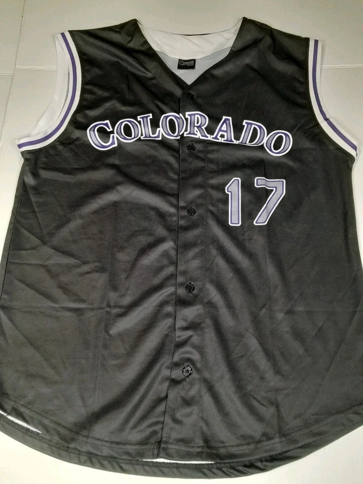Hombres Coyote Colorado Rockies Todd Helton Hogar Chaleco Promo Jersey Talla XL Negro Foto 2 de 4