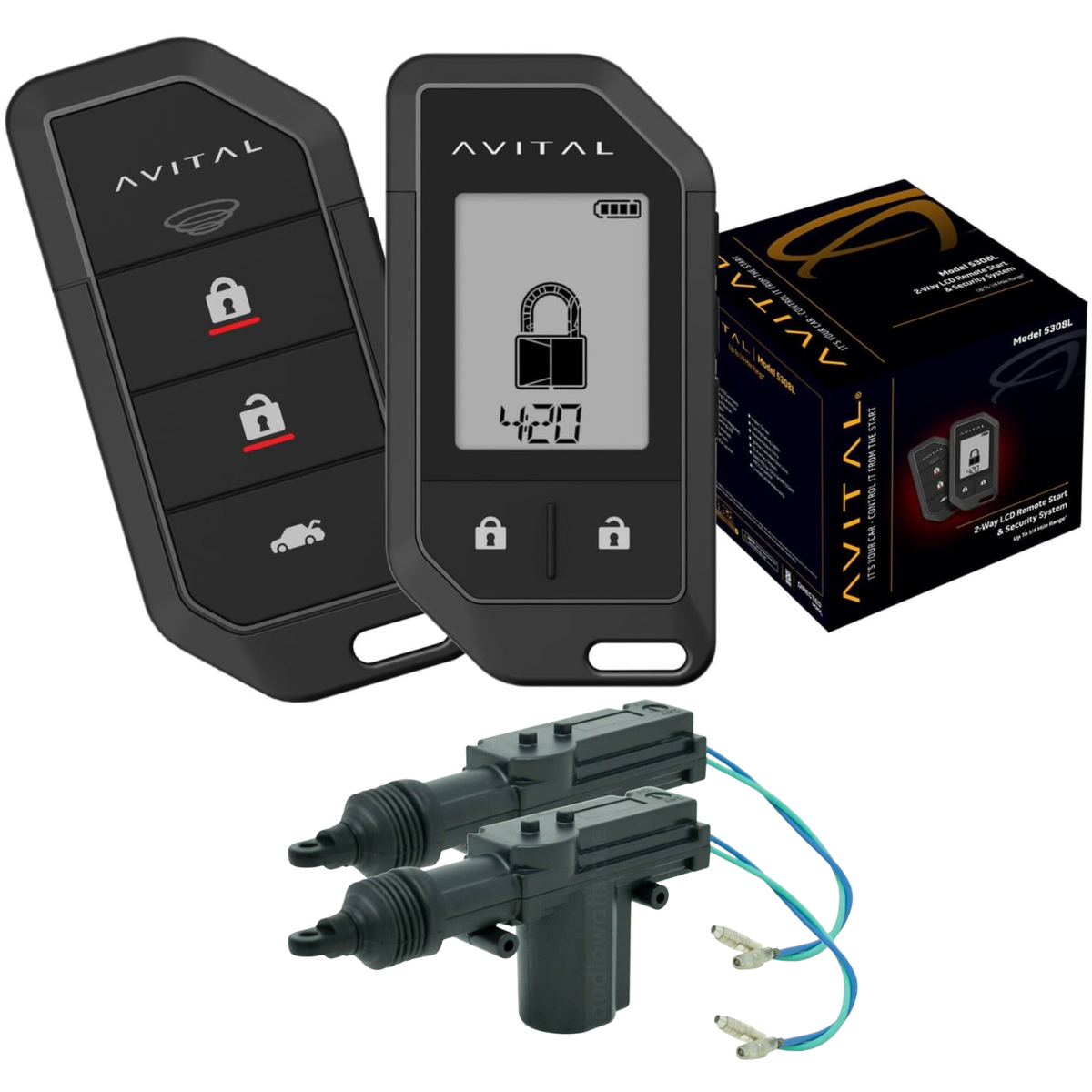 Avital 5308L 2-Way Remote Starter Car Alarm Security + 2 Universal
