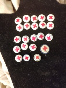 Vintage Red Cross Pin Back Button Lapel Pin 9/16"Full Collection 22 Pins