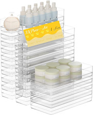 33 PCS Clear Plastic Drawer Organizer Set, 4 Sizes Acrylic Drawer Storage Trays