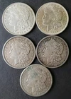 Lot of Five 1921 $1 Morgan Silver Dollars