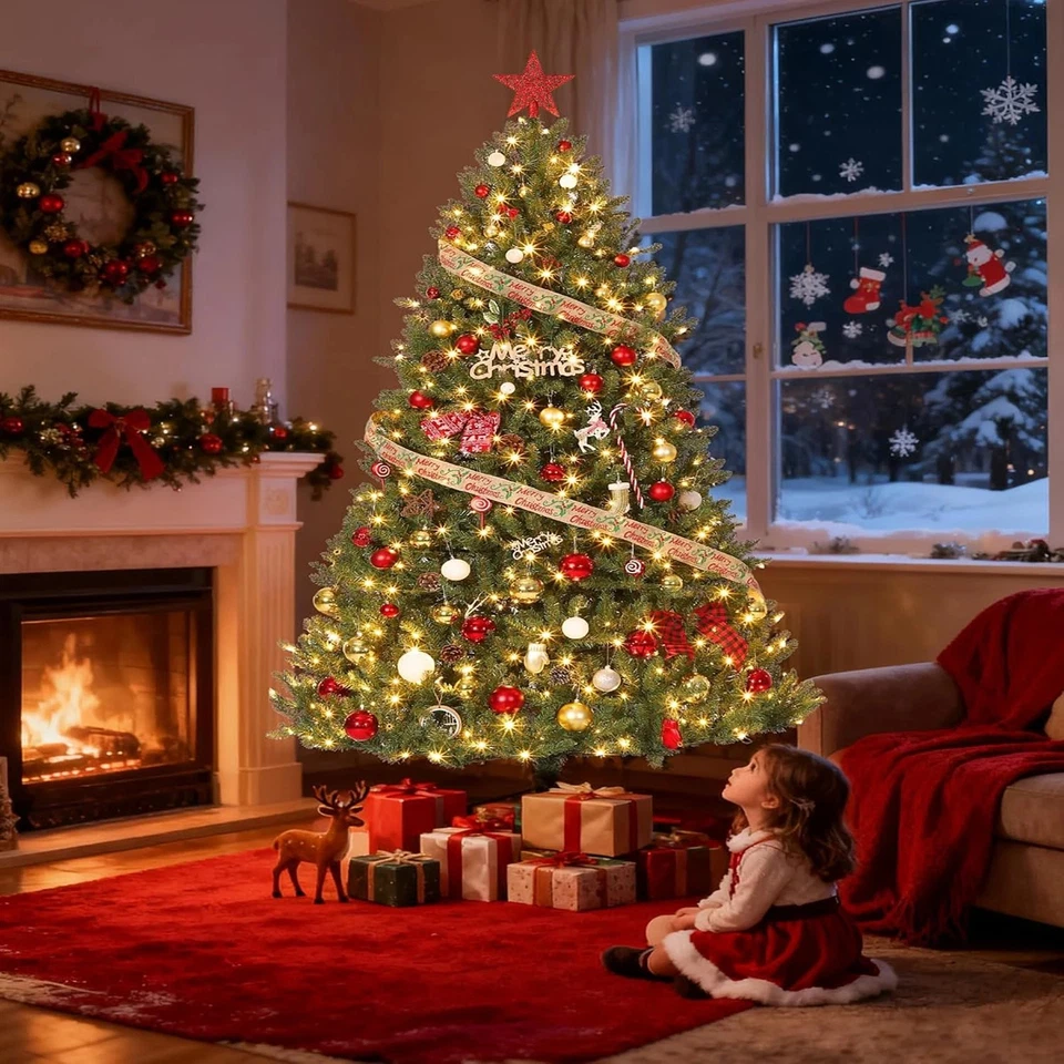 Pre-Lit Realistic Green Spruce Artificial Holiday Christmas Tree and Stand - Image 2 of 4