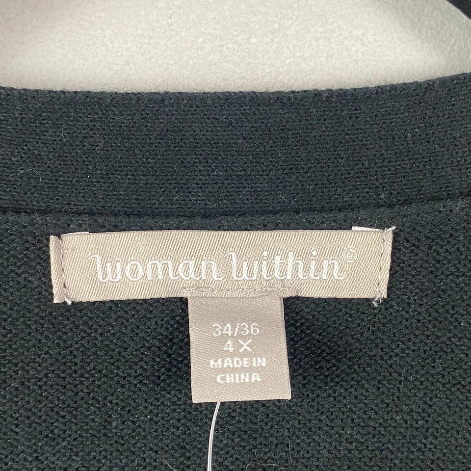 Женщина внутри кардиган свитер размер 4 X черный хлопок кнопка передние карманы - Изображение 4 из 4