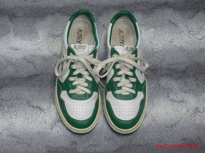 Autry Medalist Lowtop Men Vintage leather Green/White Shoes SZ-7.5, EUR 41