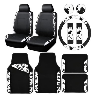 Car Pass Cow Print Seat Cover Set Brand New