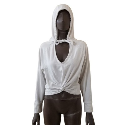 Fabletics Sydney Hoodie Sweatshirt Womens XS White Twist Front