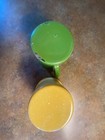 Ass't Enamelware Cups: Yellow, Orange, Green and White. 2.5"-3" tall. Set of 4.  — photo 5