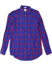 J. CREW Womens Boy Fit Shirt UK 6 XS Blue Check Cotton AA11