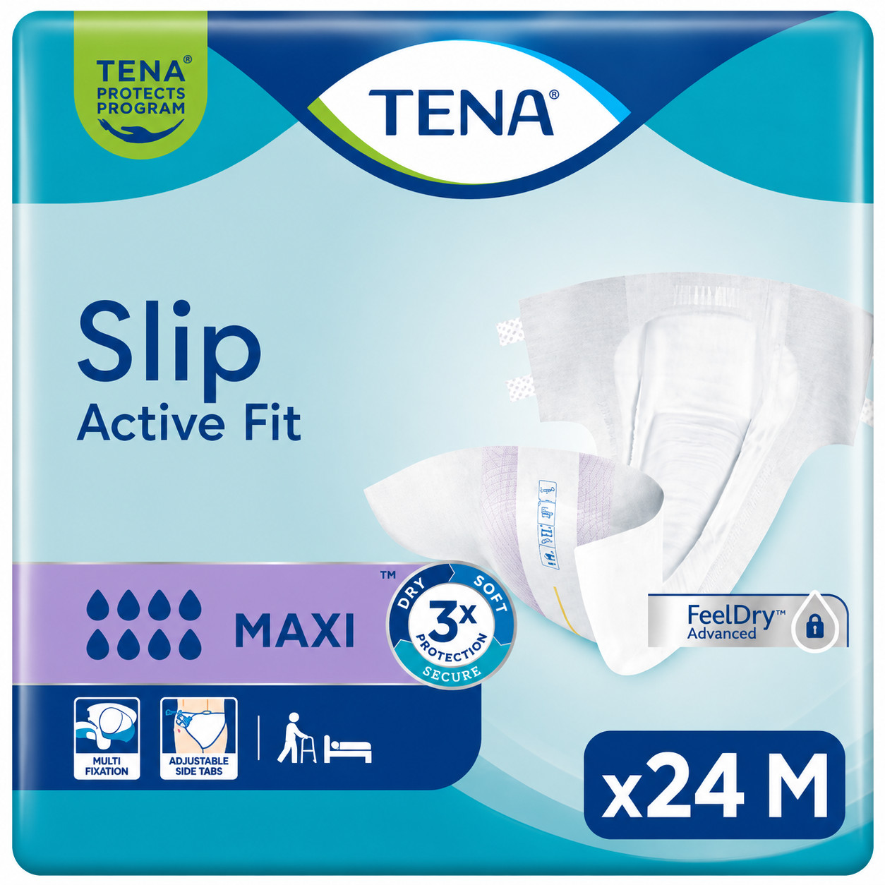 24 x TENA Slip Active Fit Maxi Medium Adult Incontinence Slips | 1 Pack of 24