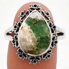Premium Utah Variscite 925 Sterling Silver Ring Size 9  Natural Green Stone