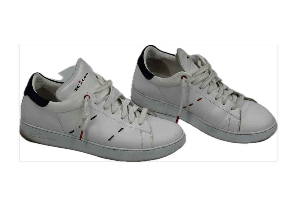 Kiton Cuero Cosido en la Parte Superior Piel de becerro Blanca Cuero de Lujo 42 = EE. UU. Talla 9 Foto 3 de 4