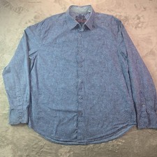 Robert Graham Flip Cuff Dress Shirt RN 81913 CA 26689 Blue Geometric Men's XL