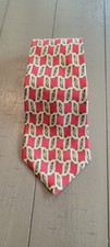 VTG Tommy Hilfiger Men's Tie Paisley Red Blue Italian Silk Made in USA 59"