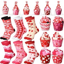 6 Pairs Valentine's Day Cupcake Socks Gifts Heart Socks for Women Heart Style 3