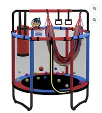 SEGMART 55'' Mini Trampoline for Kids-Basketball Hoop,Swing,Balls,in/outdoors