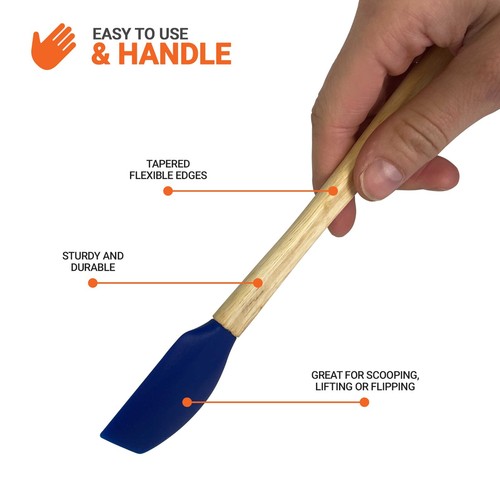 Spatula Cooking Utensils Silicone Mini Wood Handle Heat Resistant Nonstick - Picture 3 of 7