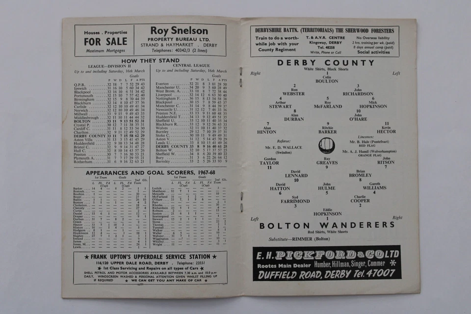 DERBY COUNTY v BOLTON WANDERERS DIVISION 2 1967/68 23/3/1968 - Image 3 of 4