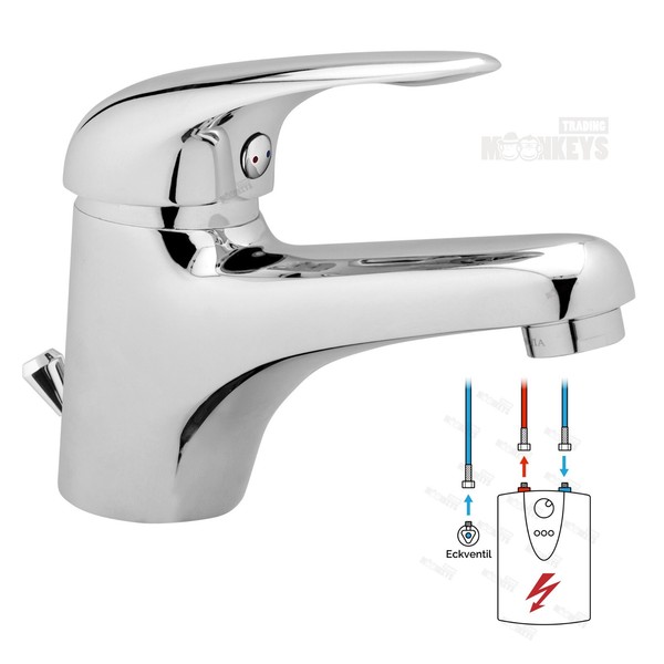 Niederdruck Wasserhahn Chrom Einhebelmischer Waschtisch & Wascbecken Armatur Bad-image