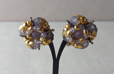 Boucles D'oreilles Vintage Clip - Ancienne Paire En Métal - Occasion (un Clip Peut être Faible)