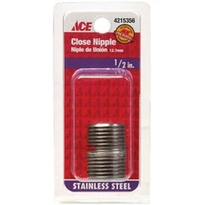 Smith-Cooper 1/2 in. MPT Stainless Steel Close Nipple