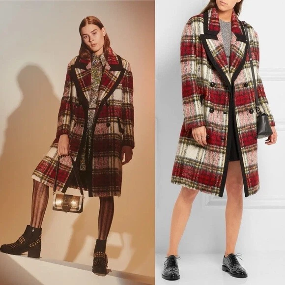 Burberry Tartan Plaid Mohair Double Breasted Coat | eBay
