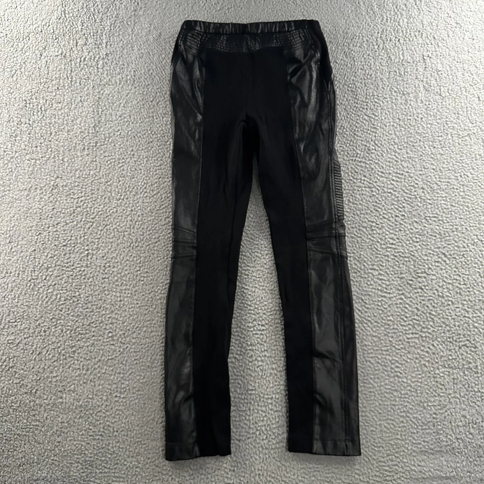 Pantalones para mujer BCBGMAXAZRIA negros pequeños moto leggings imitación cuero mezcla de poliéster Foto 4 de 4