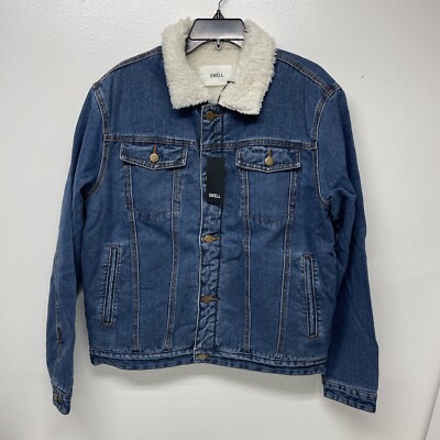 Swell Sherpa Lined Jean Jacket Denim Blue Men's Size Medium