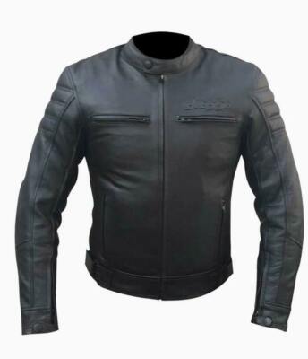 Jacke Lederjacke Motorrad Vintage Schwarz Lion Protektoren-CE Abnehmbar Winddicht