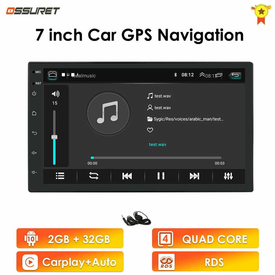 7" Car Radio Stereo Apple/Android Carplay Touch Screen Double 2Din 2+32GB GPS - Image 4 of 4
