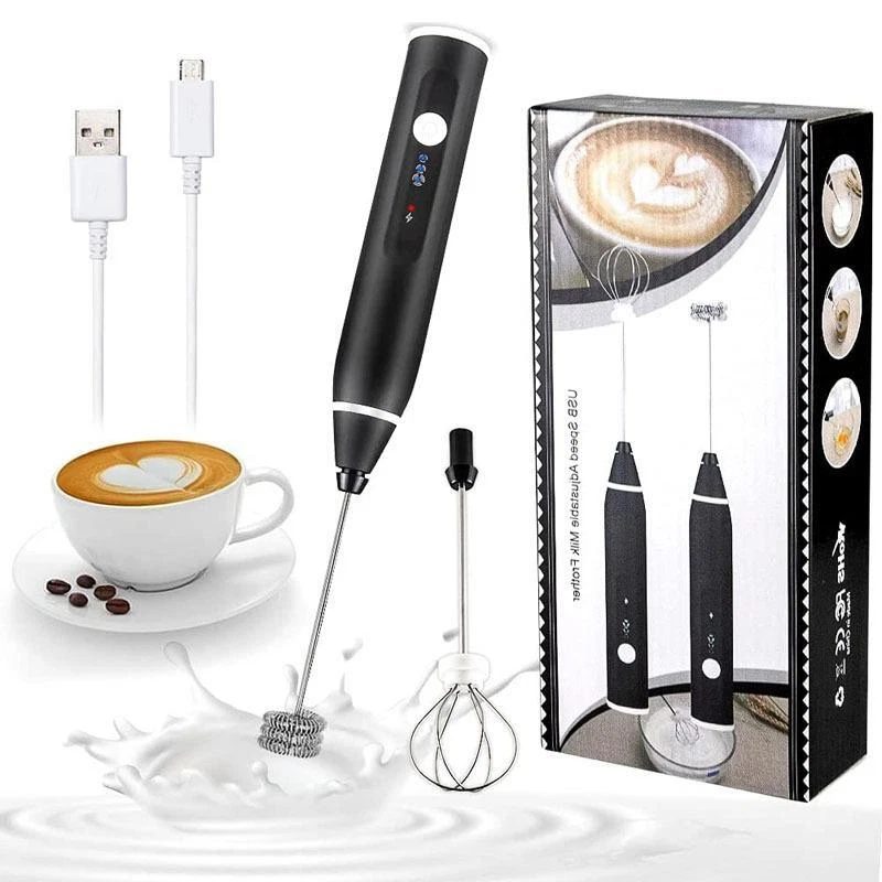 Milk Frother Electric Egg Beater USB Charging Mixer for Coffee Drink Portable