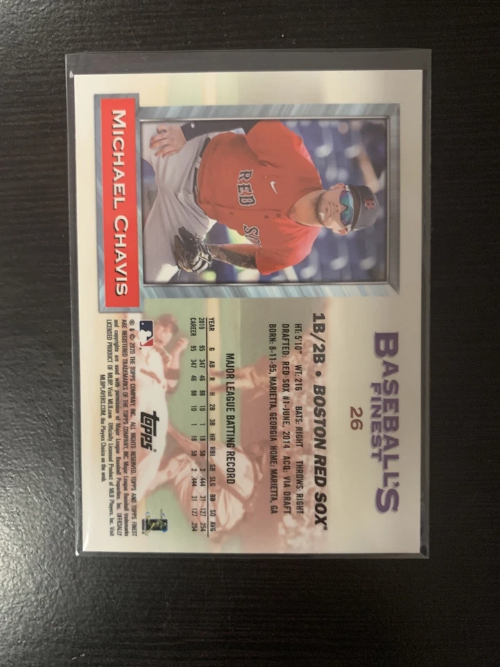 2020 Topps Baseball's Finest Flashbacks #26 Michael Chavis Red Sox - Image 2 of 2