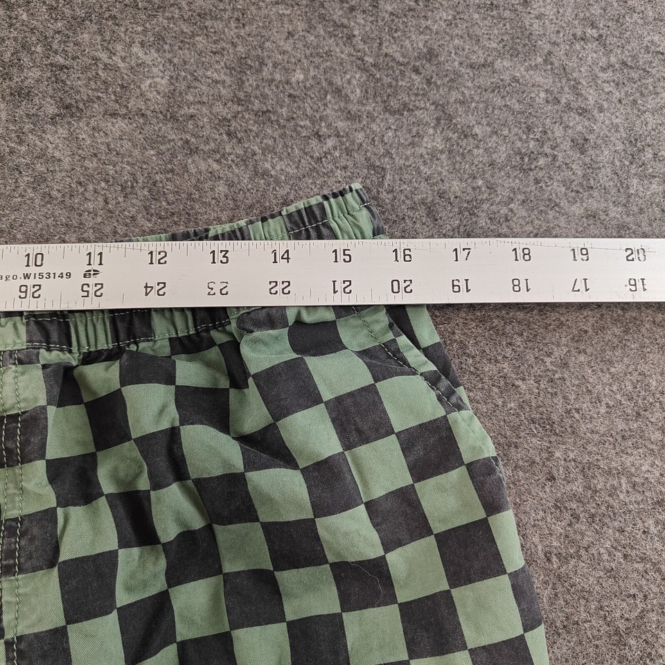 Vans Range Mens Jogger Pants Medium Green Check Baggy Tapered Casual