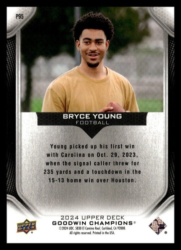2024 UD Goodwin Champions Platinum Bryce Young - Fútbol - Imagen 2 de 2