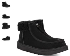 UGG Funkarra Black Suede Fur Collar Zip Boot/Booties Women's US sizes 5-12/NEW!1