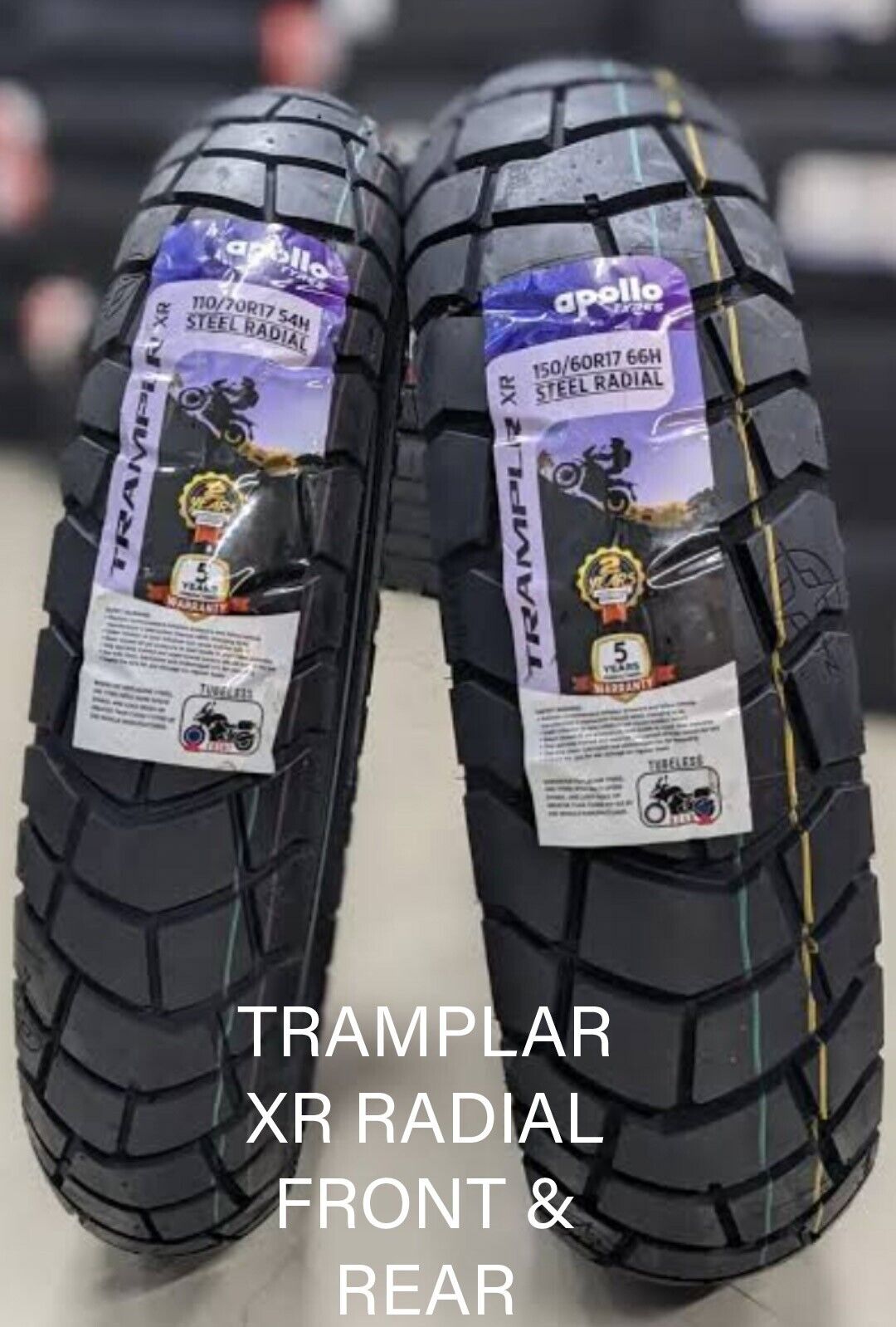 APOLLO 110/70-R17 & 150/60-R17 TRAMPALR XR RADIAL COMBO PACK 2 TYRE FRONT & REAR