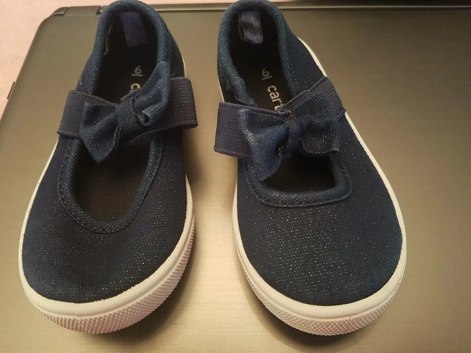 ZAPATOS SIN CORDONES DE LONA CARTER PARA NIÑAS PEQUEÑAS AZUL MARINO BRILLANTE LAZO TALLA 6 NIÑO PEQUEÑO Foto 2 de 4