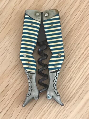 Antique 1894 Steinfeld & Reimer Ladies Legs Celluloid Striped Stocking Corkscrew - Picture 12 of 12
