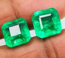 Exquisite 19.40 Ct Natural Colombian Green Emerald Certified 2 PCS Gemstone Pair