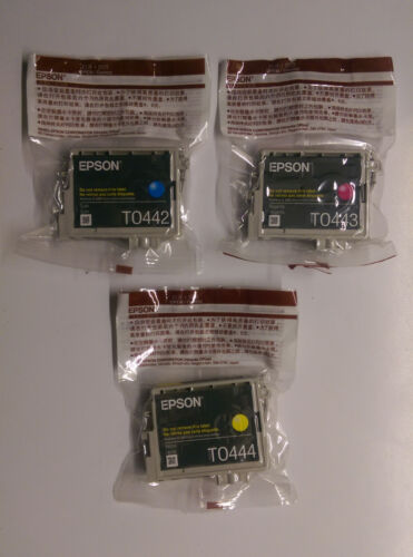 3 x jeu de couleurs original Epson T0442 T0443 T0444 C64 C66 C84 C86 CX3600 CX6400 - Photo 1 sur 1