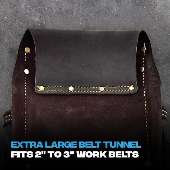 Heavy- Duty Leather Tool Bag for Drywall Contractors, Oil-Tanned Belt Pouches