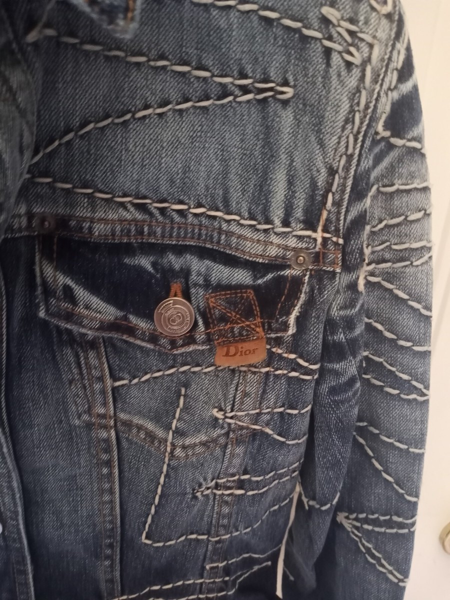 CHRISTIAN DIOR BOUTIQUE DENIM BLUE EMBROIDERED JACKET SIZE 4