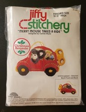 Vintage Jiffy Stitchery - Sunset Designs  Merry Mouse Takes A Ride  Ornament Kit