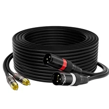 Dual XLR to 2 RCA Stereo Audio Cable Home Theater Microphone Amplifier