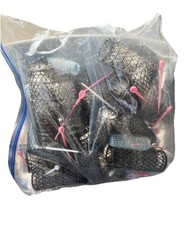 VINTAGE Wire Brush Mesh Hair Rollers Curlers Black 2 Sizes White Pink Picks Bag