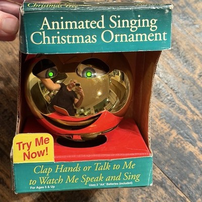 RARE VTG 1986 PBC Animated Singing Christmas Ornament Smiley Face Saint Nicholas