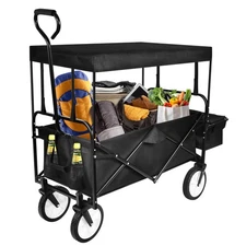 YSSOA Heavy Duty Folding Portable Hand Cart with Removable Canopy, 8'' Wheels...